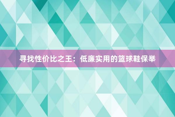 寻找性价比之王：低廉实用的篮球鞋保举